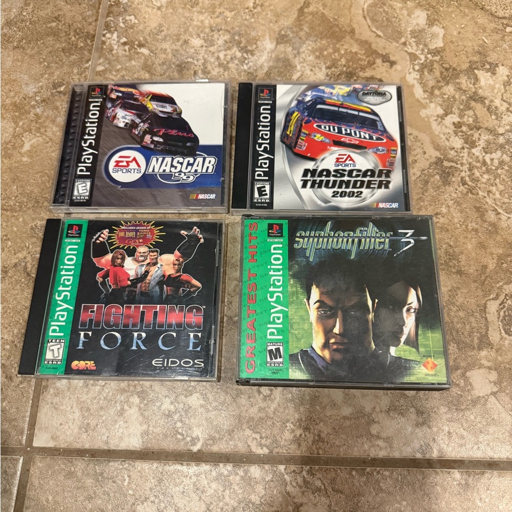 PlayStation 1 Game Bundle nascar fighting force Syphin Filter Vintage PS1 Sony